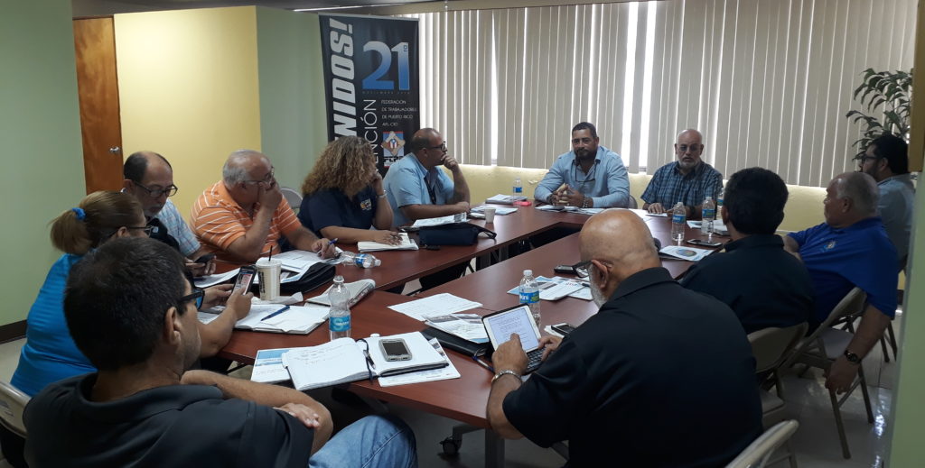 Union officials and maritime representatives gather in Santurce, PR, to review the benefits of the Jones Act to the commonwealth of Puerto Rico.