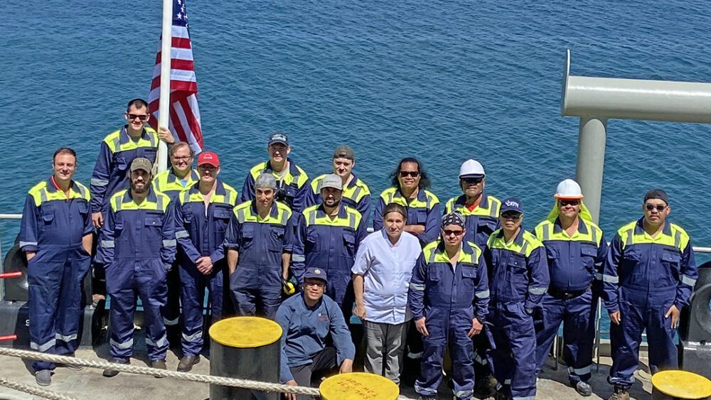 Group photo of crew members aboard Badlands Trader