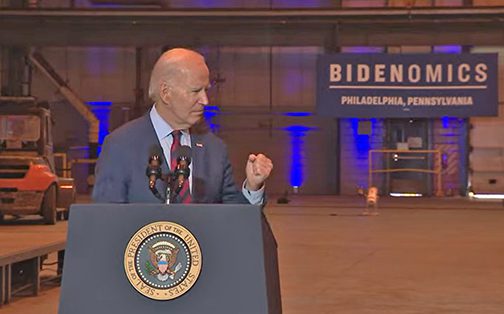 Screenshot of President Biden at Philly Shipyard